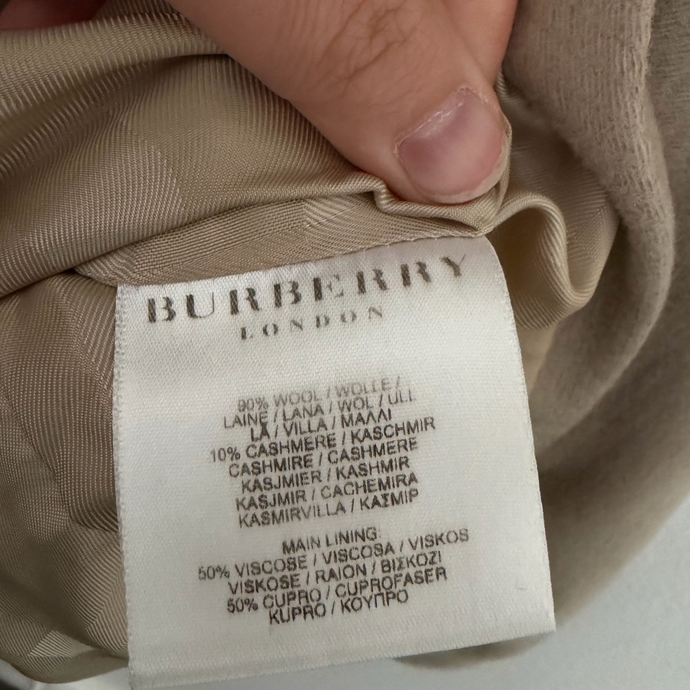 Burberry Peacoat Women 6 Beige Crop Waist Length Wool Cashmere 3/4 Sleeve *FLAWS - Picture 5 of 12
